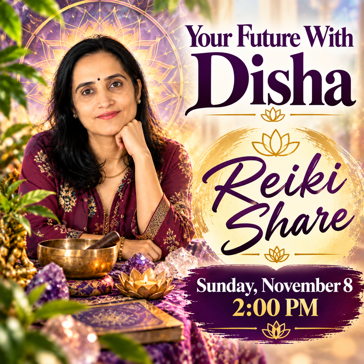 Disha Reiki Share Disha 2:00 Sunday Reiki share November 8, 2026 at the Mimms